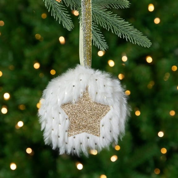 Northlight Star and Christmas Tree Disc Ornaments - 3.5" - Cream and Beige - Set of 2