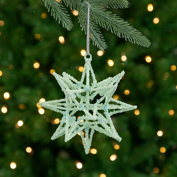 Northlight Starburst 3-D Glittered Christmas Ornament - 6.75" - Seafoam Green