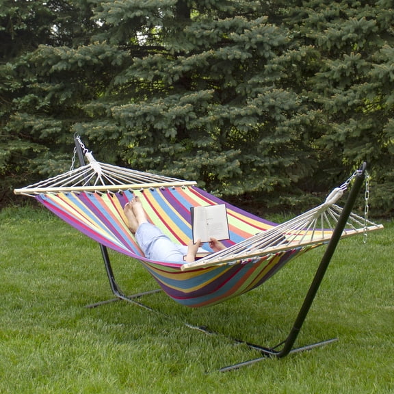 Northlight Striped Woven Two Person Double Hammock - 77" x 59" - Red and Green