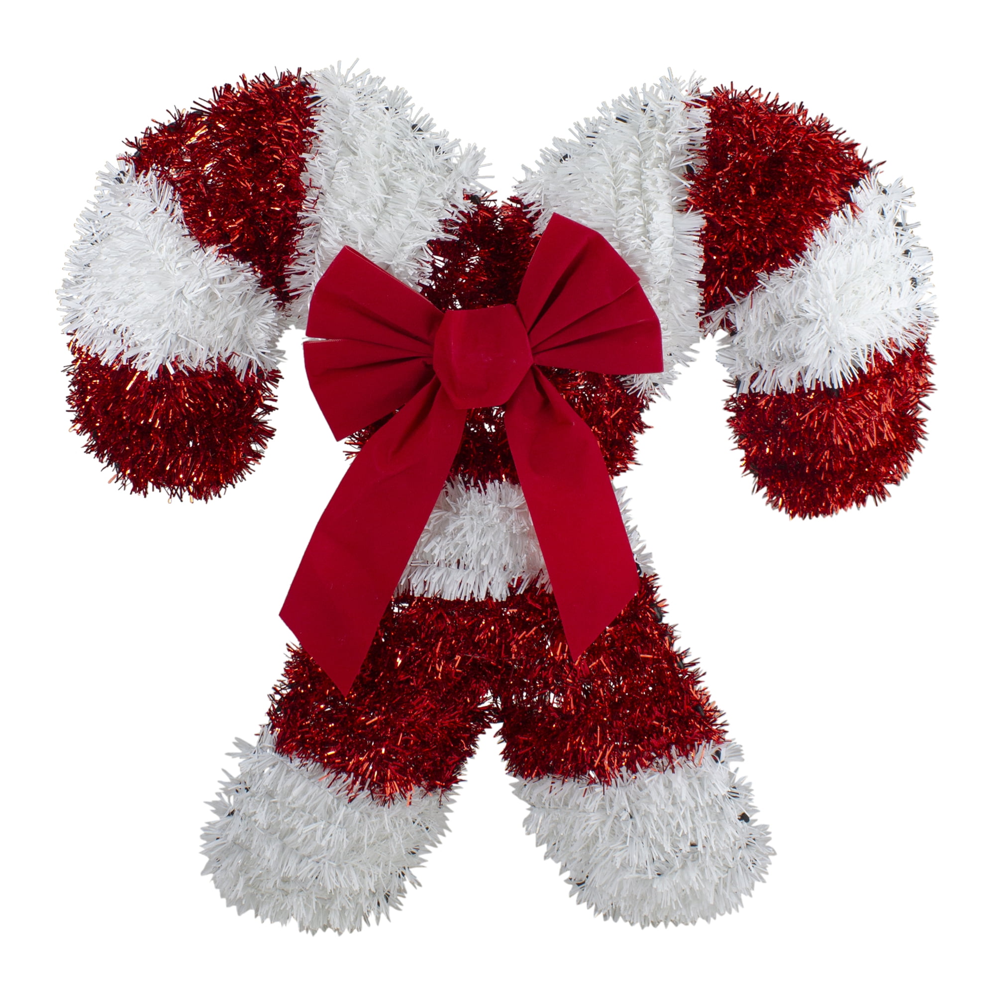 Northlight Tinsel Candy Cane Christmas Window Decoration - 19" - Red