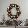 thumbnail image 1 of Northlight Traditional 2-Finish Shatterproof Ball Christmas Wreath - 24" - Multicolor - Unlit, 1 of 7