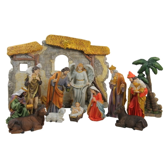 Northlight Traditional Christmas Nativity Figurine with Stable - 23.25" - 13-Piece