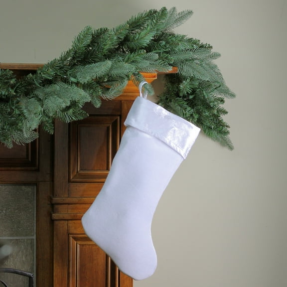 Northlight Traditional Velveteen Christmas Stocking - 19" - White