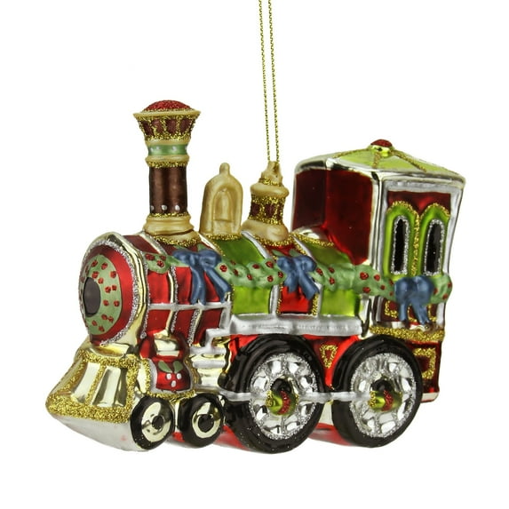 Northlight Train Glittered Glass Christmas Ornament - 5.5" - Multicolor