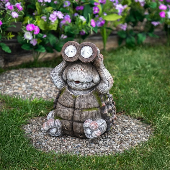 Northlight Turtle with Binoculars Outdoor Solar Lighted Garden Statue - 11.5"