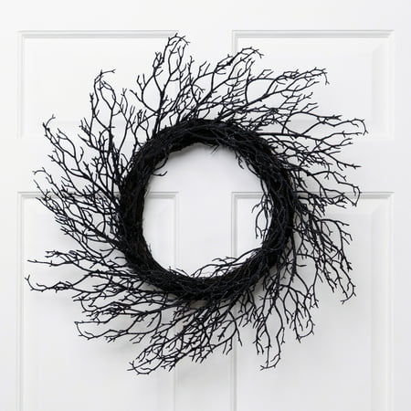 Northlight Glittered Twig Artificial Halloween Wreath - 24" - Black - Unlit