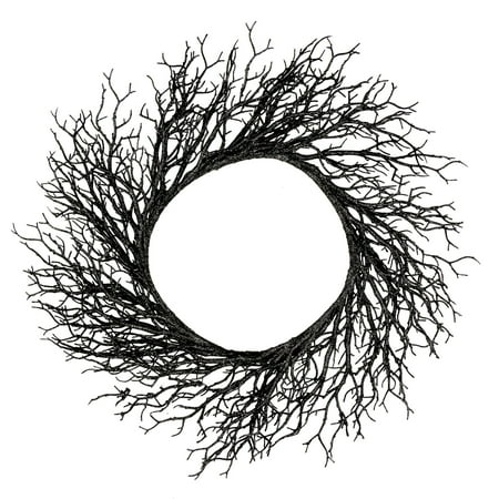 Northlight Twig Artificial Halloween Wreath - 24" - Black - Unlit