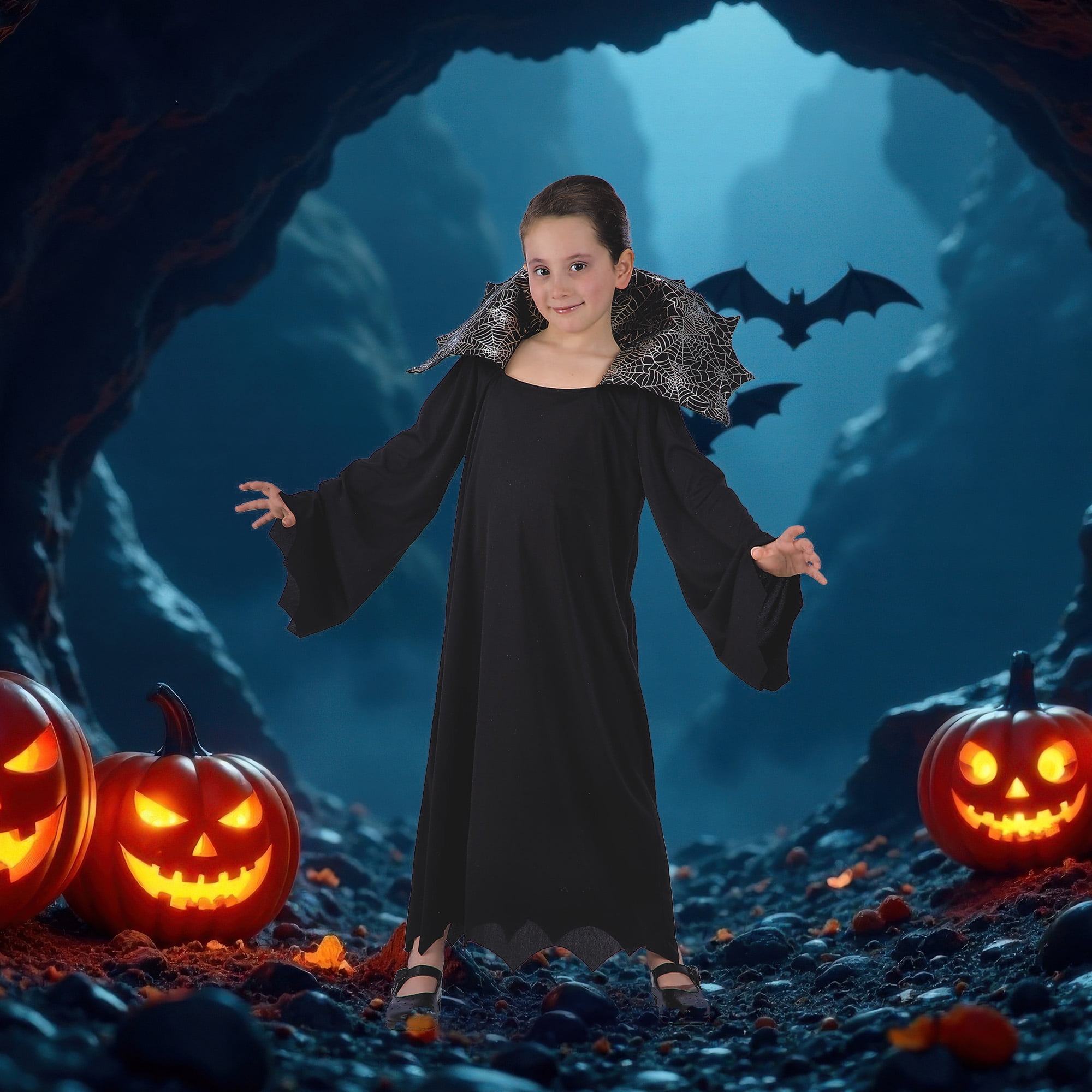 Black and Gray Vampire Girl Child Halloween Costume - Small