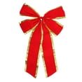 thumbnail image 1 of Northlight Velveteen 4-Loop Christmas Bow Decoration - 24" x 38" - Red and Gold, 1 of 3