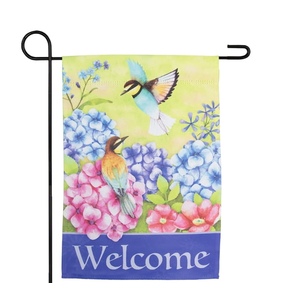 Northlight Welcome Floral Hummingbird Outdoor Garden Flag 12.5" x 18"