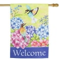 thumbnail image 1 of Welcome Floral Hummingbird Outdoor House Flag 28" x 40", 1 of 7