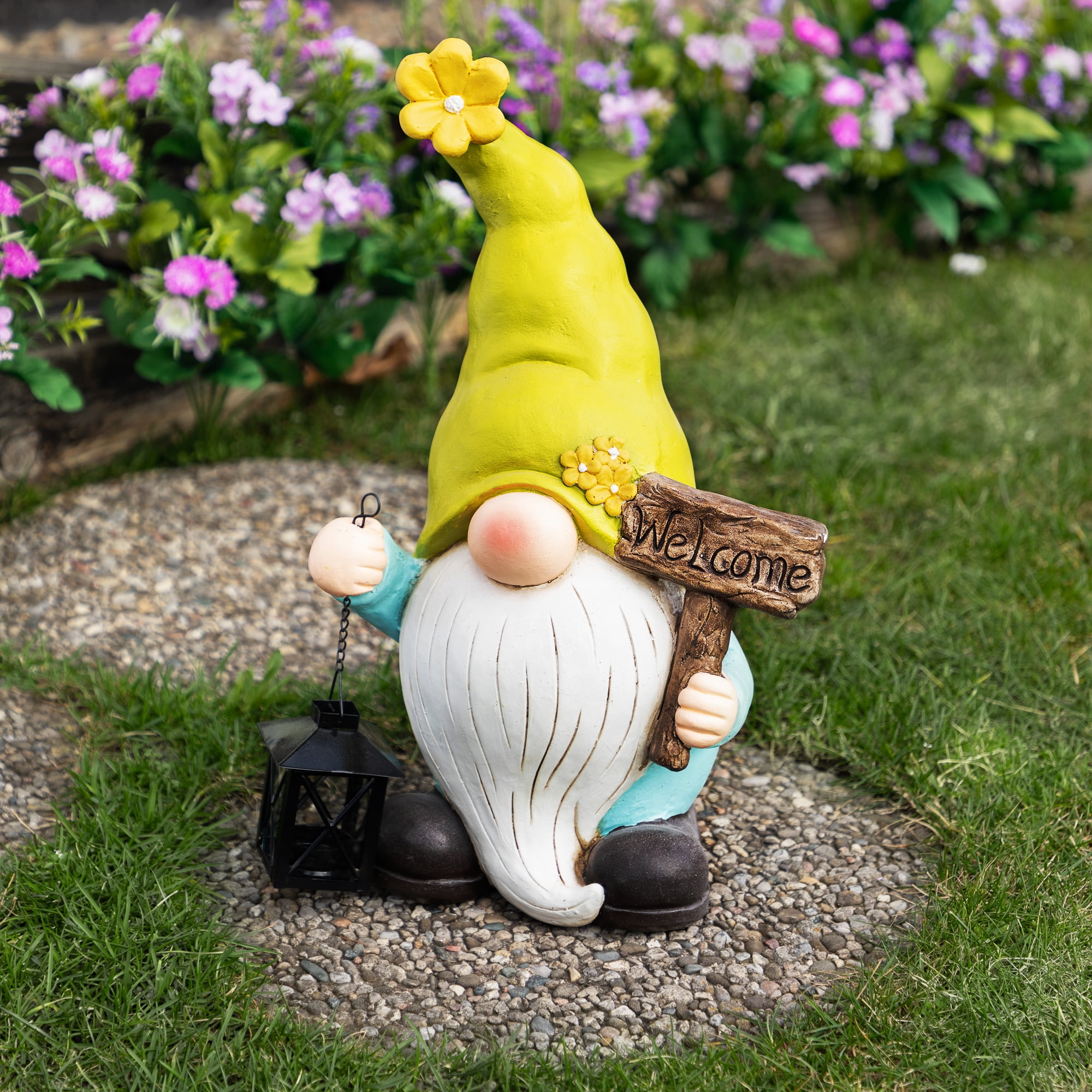 Northlight Welcome Gnome with Lantern Outdoor Garden Statue