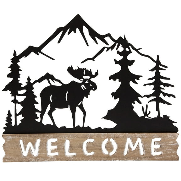 Northlight Welcome Moose Wooden Wall Sign - 11.75" - Brown