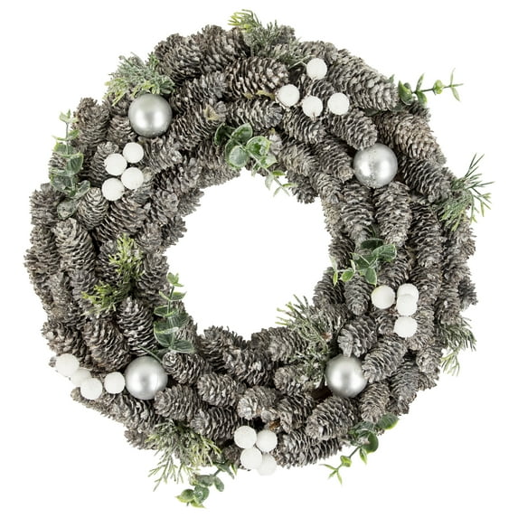 Northlight Frosted Berry, Ornament and Pinecone Small Artificial Christmas Wreath - 12.5" - Unlit