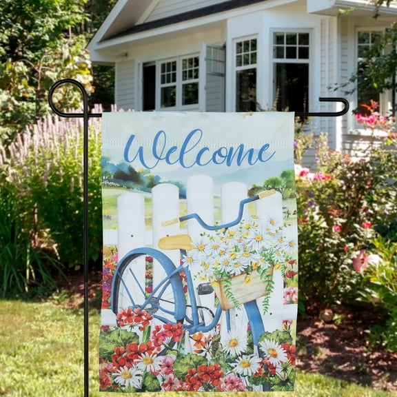 Northlight White Picket Fence Floral Outdoor Garden Flag 12.5" x 18"