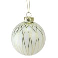 thumbnail image 1 of Northlight White and Gold Geometric Shiny Glass Christmas Ball Ornament 3.25" (80mm), 1 of 3
