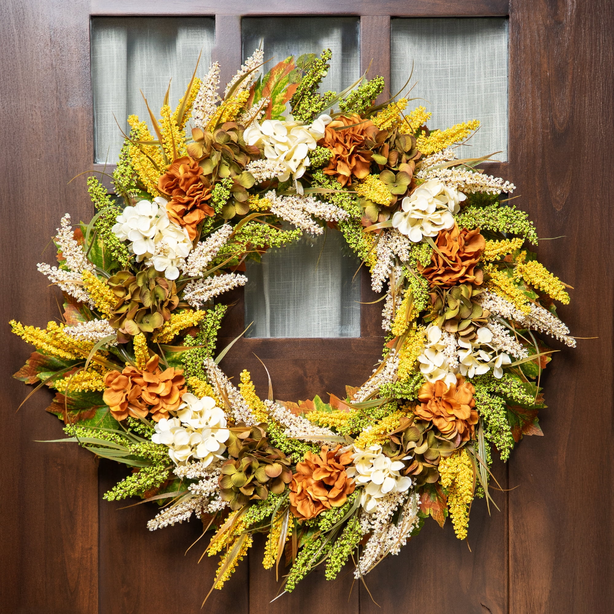Northlight Hydrangea Artificial Fall Harvest Twig Wreath - 28 ...