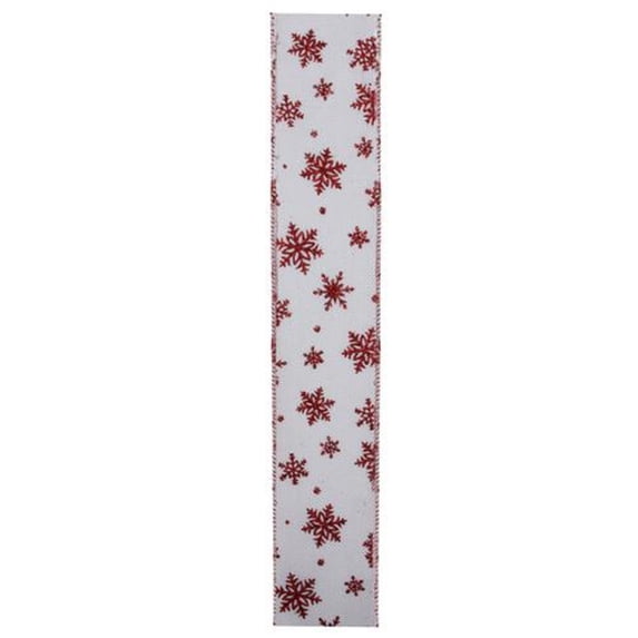 Northlight White and Red Snowflake Christmas Wired Craft Ribbon 2.5" x 10 Yards