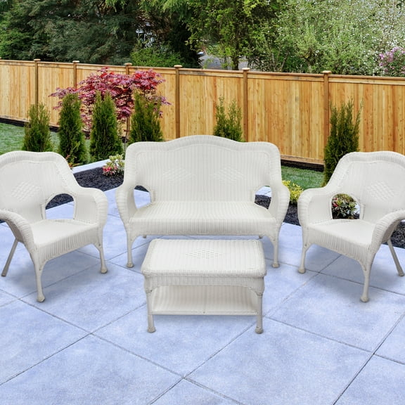 Northlight Wicker Outdoor Patio Conversation Set - White - 4pc