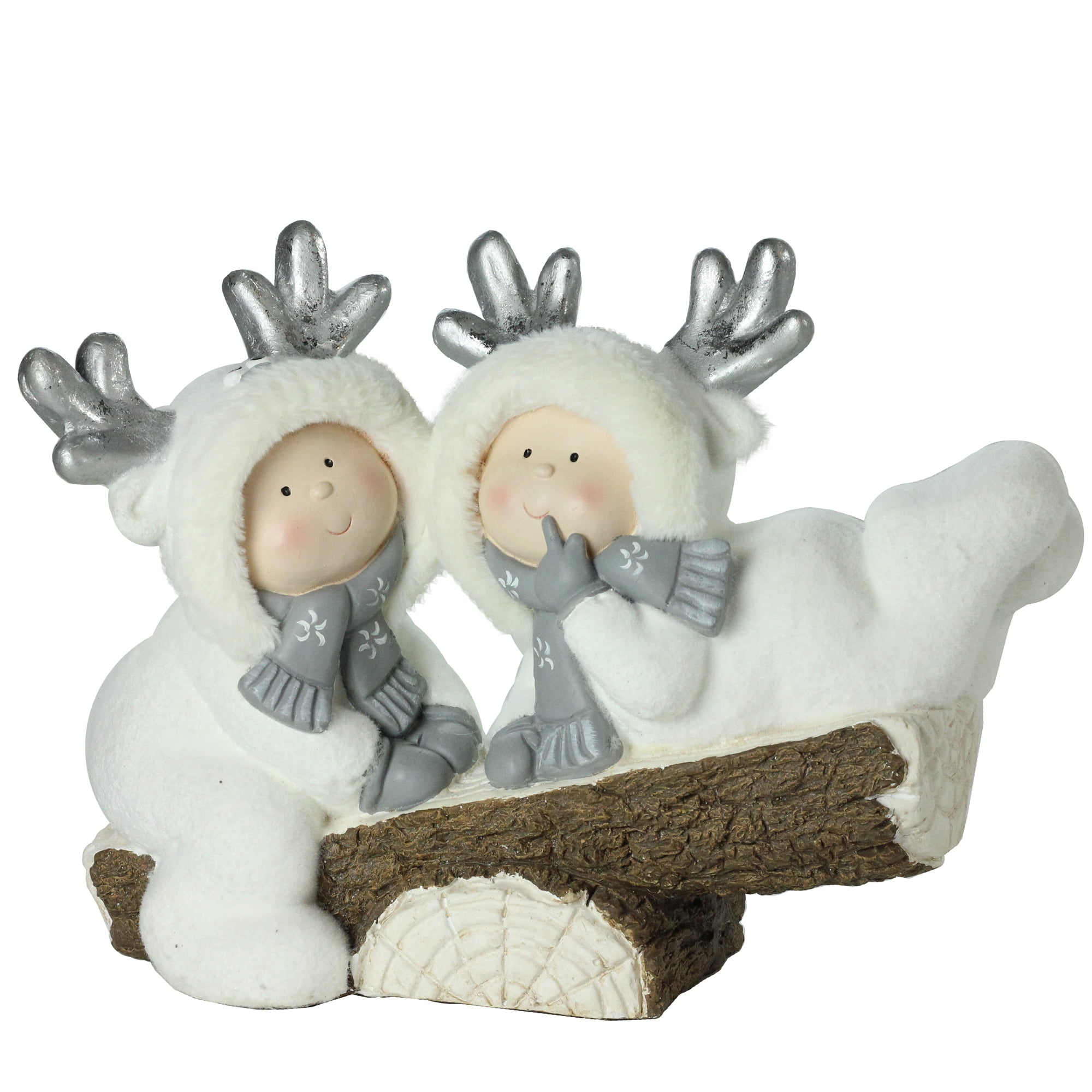 Northlight Winter Christmas Smiling Children on Seesaw Decoration - 18.5” - White