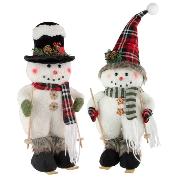 Northlight Winter Skiing Snowmen Christmas Figures - 15" - Set of 2