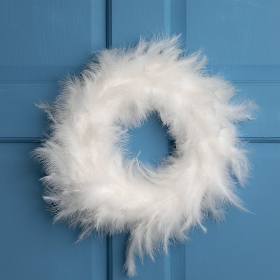 Northlight Wispy Feather Christmas Wreath - 14.5" - Unlit - Winter White