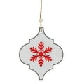 thumbnail image 1 of Northlight Wooden Bauble Christmas Ornament with Snowflake Design - 4.5" - White and Red, 1 of 4