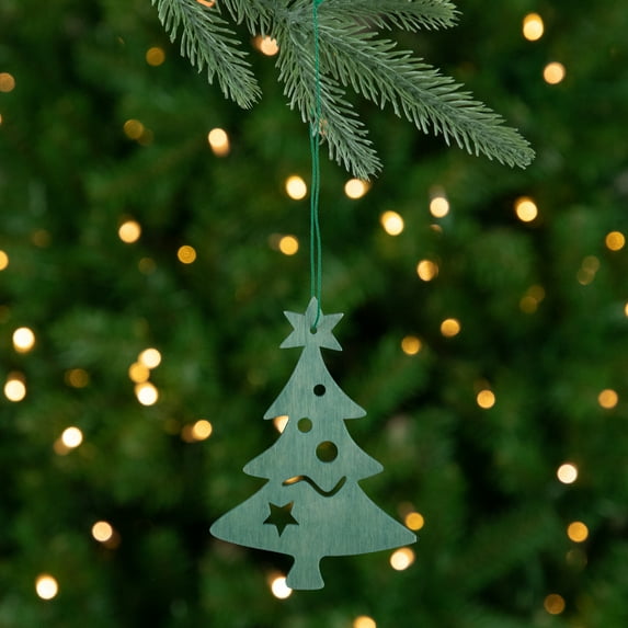 Northlight Wooden Cut Out Christmas Tree Ornament - 4.75" Teal Green