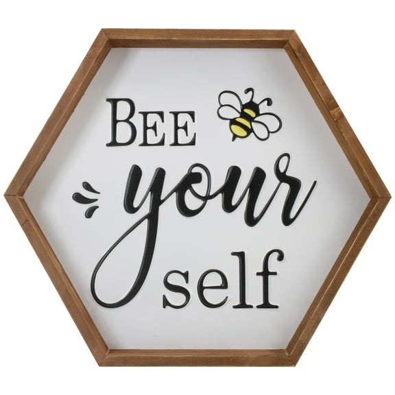 Northlight Wooden Framed "Bee Yourself" Metal Sign Spring Wall or Table Decoration - 16"