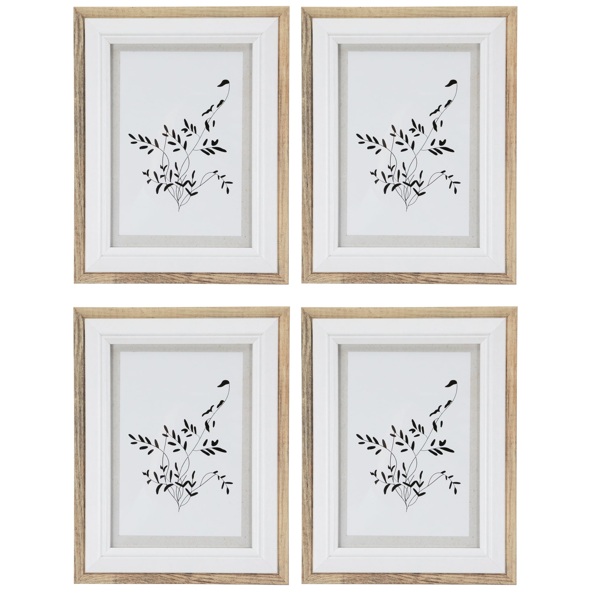 Northlight Wooden Picture Frames - for 5" x 7" Photos - Natural and White - Set of 4