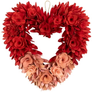 16 inch Stunning elegant handmade Valentines Day rose heart wreath