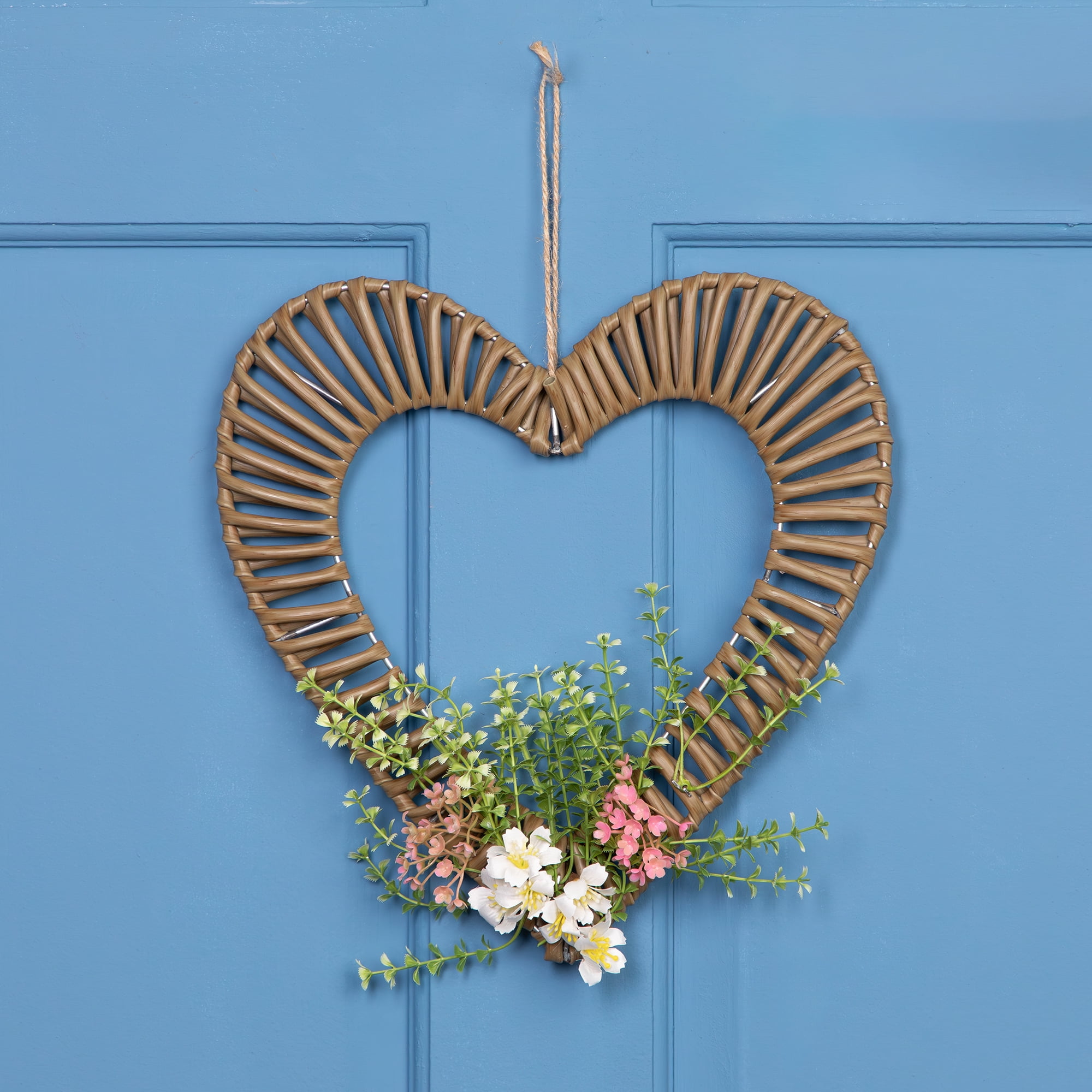 Northlight Decoration, Wrapped Floral Heart Spring Brown, 12 Inch