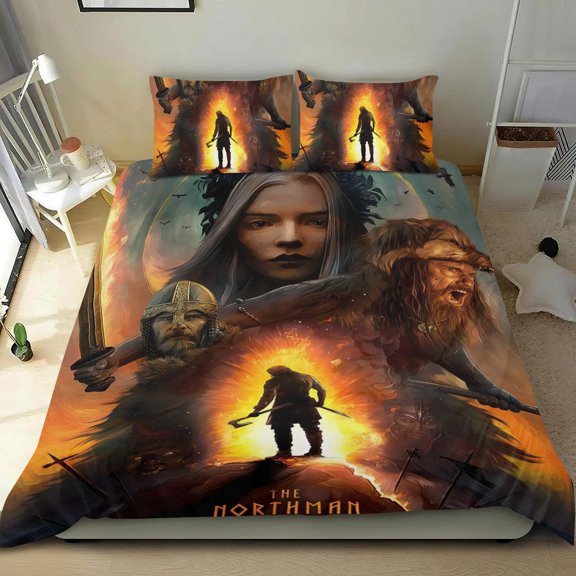 The Northman-themed Bed Sheet Set Three Piece Set Comfortable And Skin Friendly Unique Design Home Decor Gifts For Family Friends fans36x75Inches90cm*190cm
