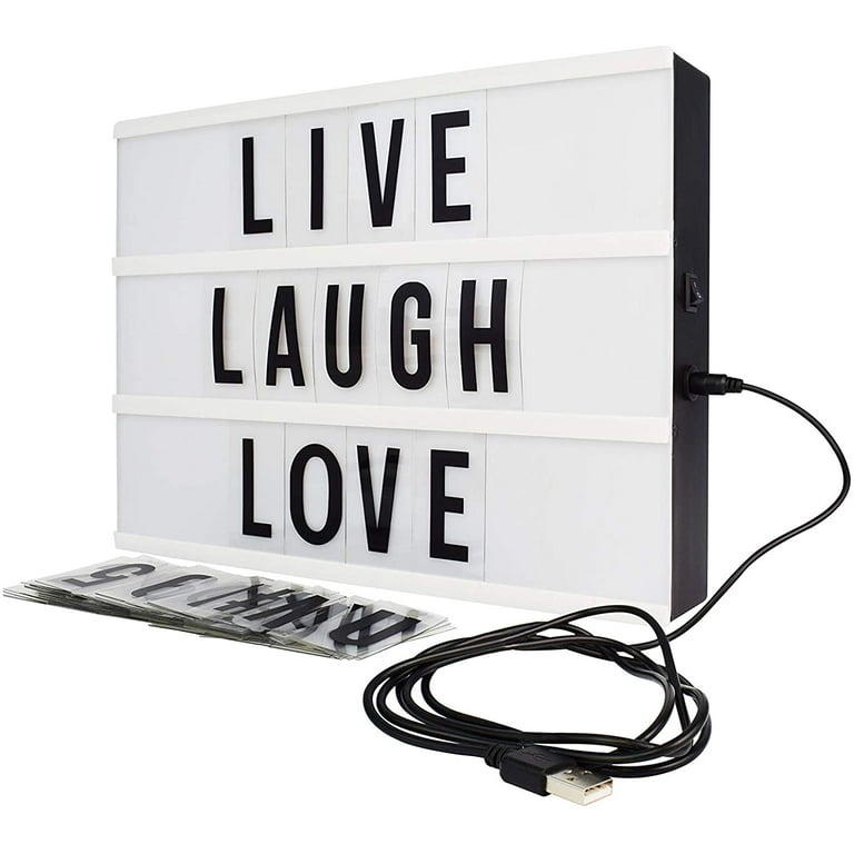 Northpoint White Po 10-LED Black Decor Mini Box with 109 Letters, Numbers  and Characters, Home Lighting, Wall Mounted or Tabletop, Battery or USB  Powered - GM8292 