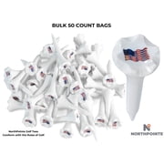 "Northpointe 1 ½"" Plastic Golf Tees USA Flag Cup Imprint, High Visibility, 50 Ct"