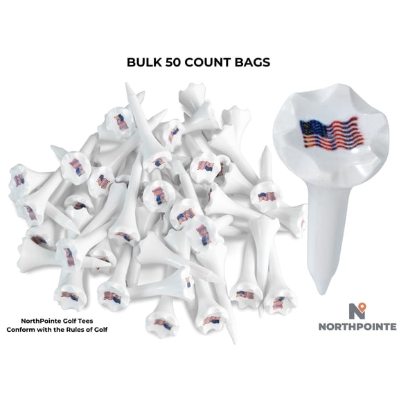 "Northpointe 1 "" Plastic Golf Tees USA Flag Cup Imprint, High Visibility, 50 Ct"