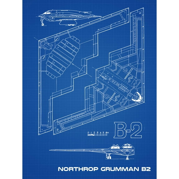 Northrop B-2 Spirit Stealth Bomber Blueprint Plan Extra Large XL Wall Art Poster Print