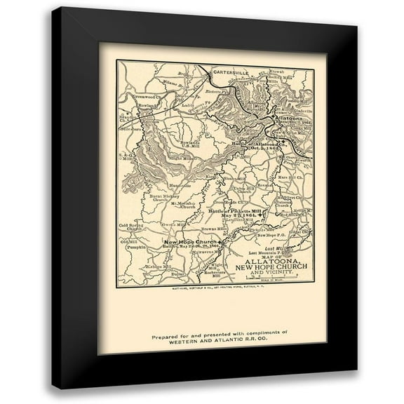 Northrup 11x14 Black Modern Framed Museum Art Print Titled - Allatoona New Hope Church Georgia - Northrup 1864