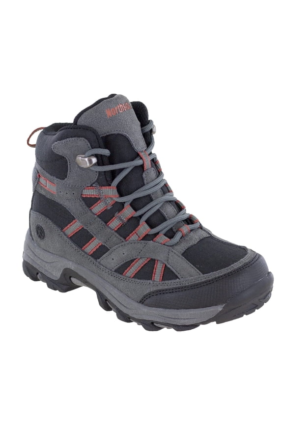 Northside Unisex-Child Rampart Mid Hiking Boots - Ripstop Nylon Moisture-Wicking Quick Lace-Up Durable TPR Outsole | Kids Adventure Essential, Black/Grey, 12
