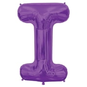 Northstar Alphabet Letter I Shape Solid Jumbo Helium 34" Foil Balloon, Purple