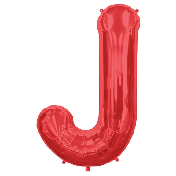 Northstar Alphabet Letter J Shape Solid Jumbo Helium 34" Foil Balloon, Red