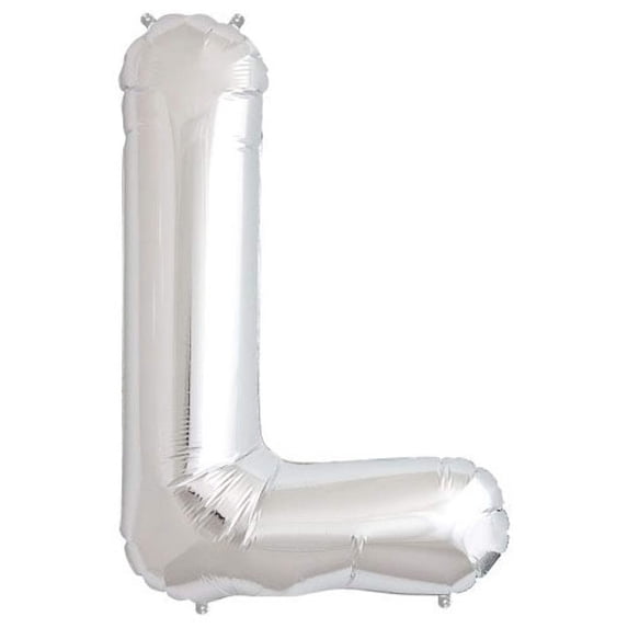 Northstar Alphabet Letter L Shape Solid Jumbo Helium 34" Foil Balloon, Silver