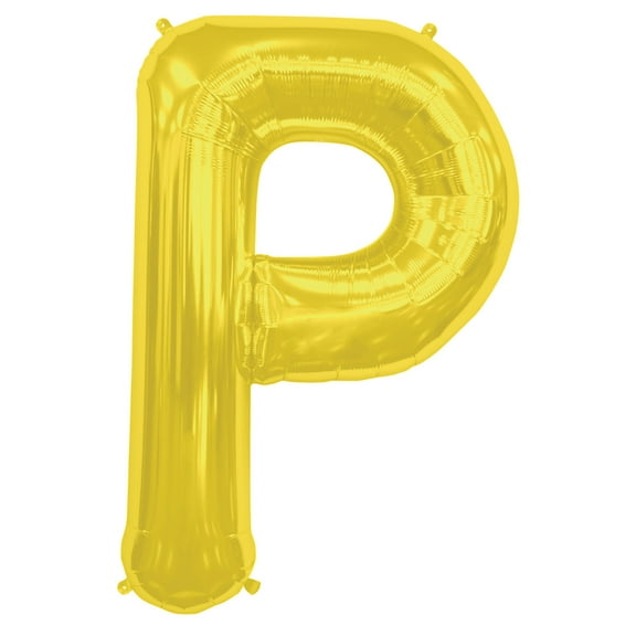 Northstar Alphabet Letter P Shape Solid Jumbo Helium 34" Foil Balloon, Gold