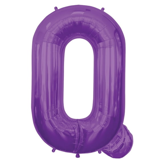Northstar Alphabet Letter Q Shape Solid Jumbo Helium 34" Foil Balloon, Purple