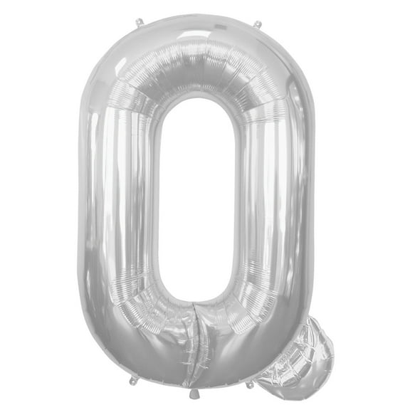 Northstar Alphabet Letter Q Shape Solid Jumbo Helium 34" Foil Balloon, Silver