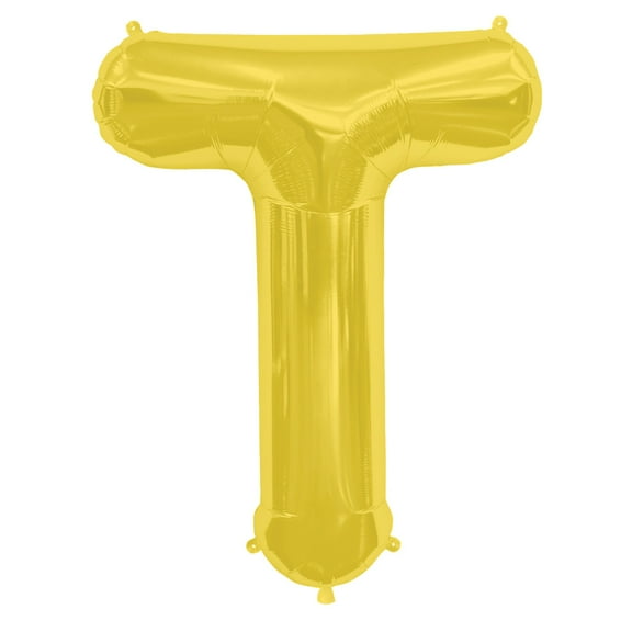 Northstar Alphabet Letter T Shape Solid Jumbo Helium 34" Foil Balloon, Gold