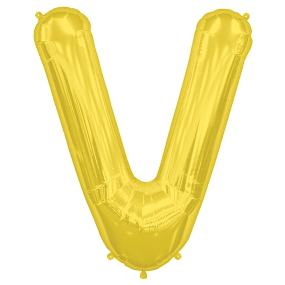 Northstar Alphabet Letter V Shape Solid Jumbo Helium 34" Foil Balloon, Gold