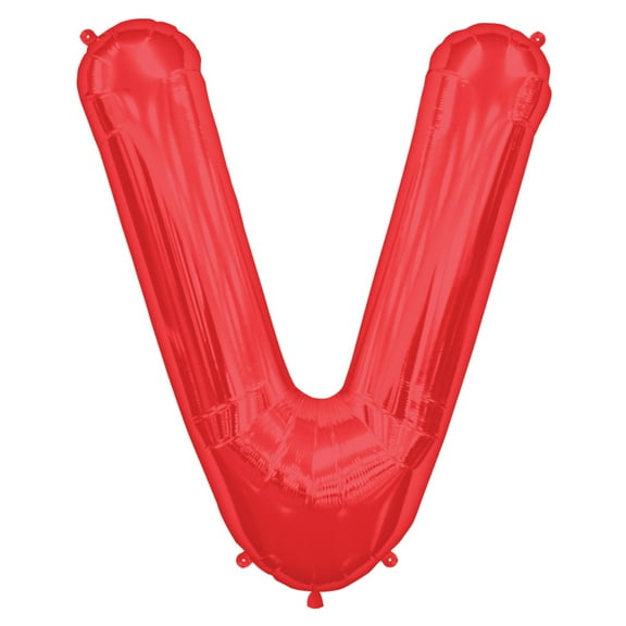 Northstar Alphabet Letter V Shape Solid Jumbo Helium 34" Foil Balloon, Red