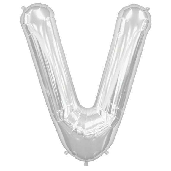 Northstar Alphabet Letter V Shape Solid Jumbo Helium 34" Foil Balloon, Silver