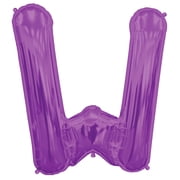 Northstar Alphabet Letter W Shape Solid Jumbo Helium 34" Foil Balloon, Purple